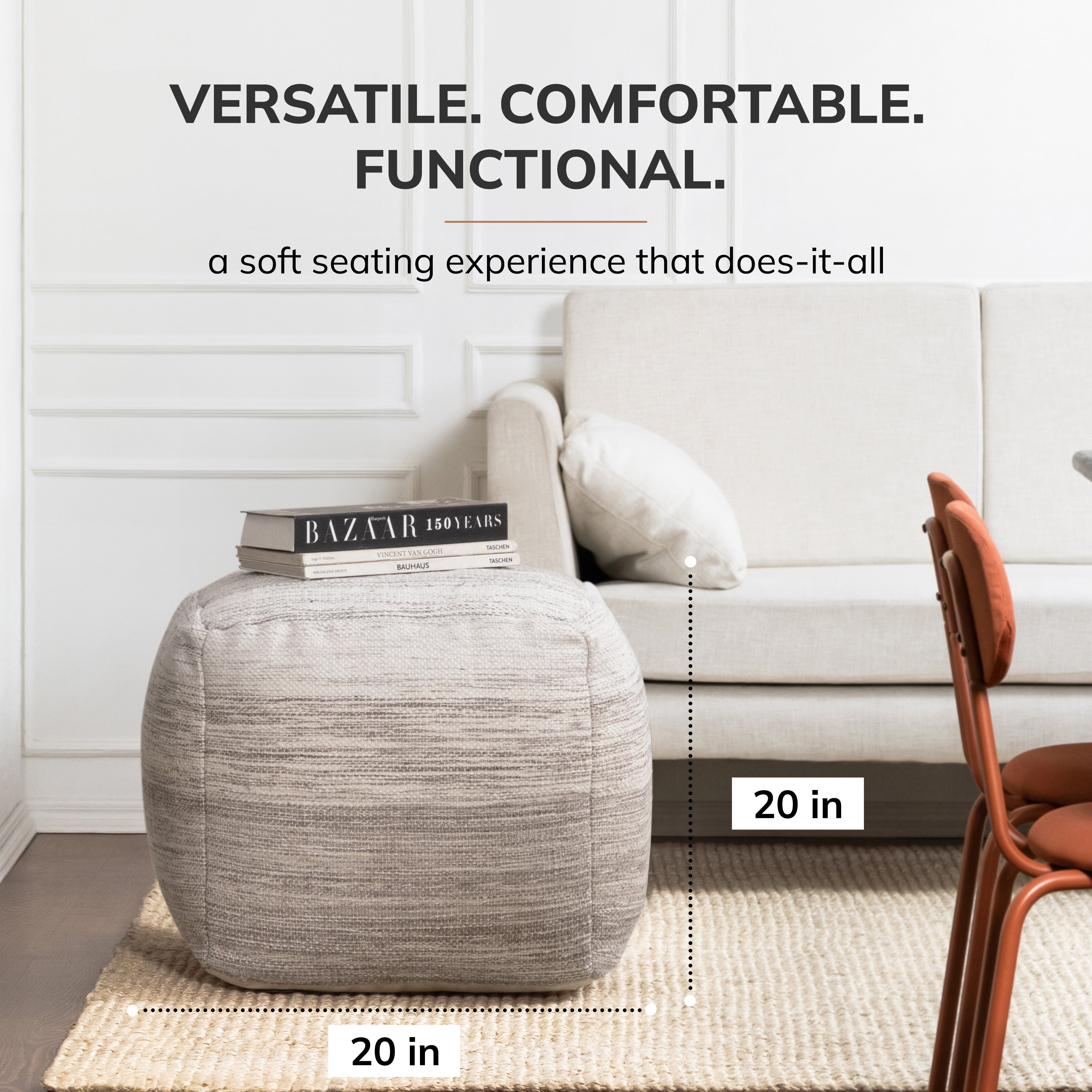 Anji Mountain Halifax 20x20 Gray Ivory Pouf Comfortable Durable