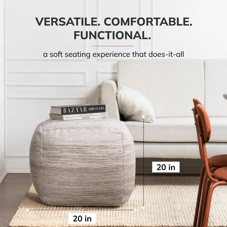 Anji Mountain Halifax 20x20 Gray Ivory Pouf Comfortable Durable