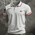 thumbnail image 3 of Zimjoy 4th of July Men's Polo Shirts Patriotic Button Down 250 Anniversary USA Tee Tops American Flag Graphic Collared Independence Day T Shirts Light Gray 2XL, 3 of 4