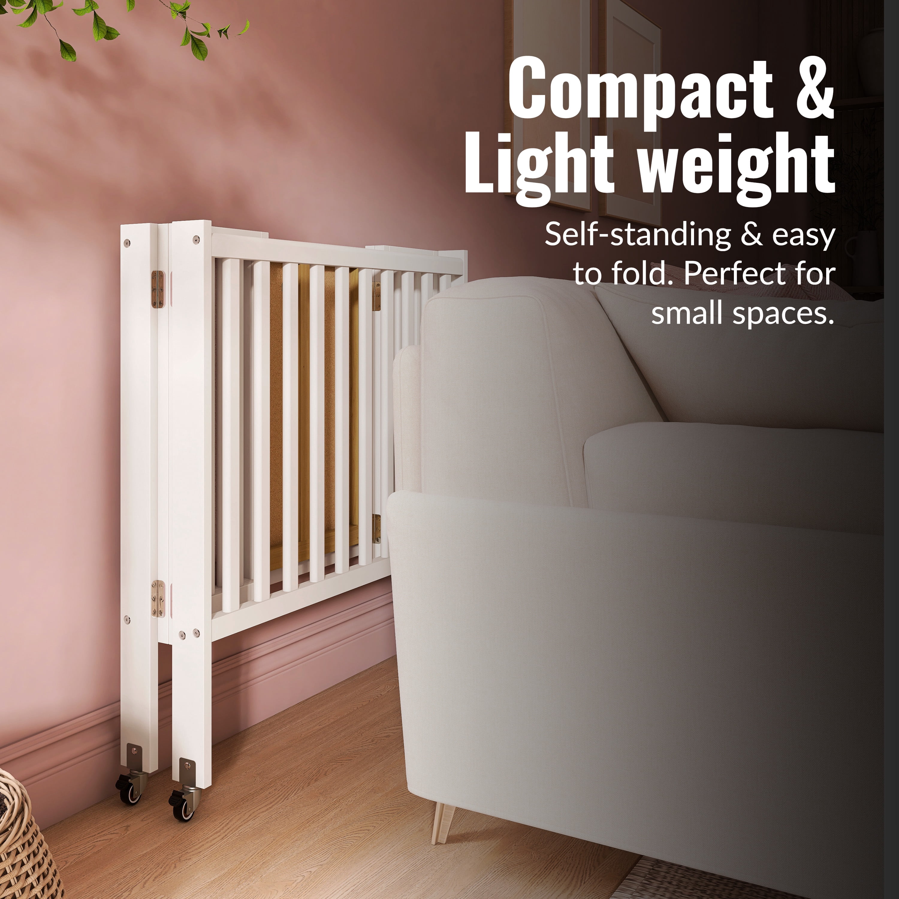 Dream On Me Jett Non-Full Size Folding Crib, Removable Wheels, Modern Nursey, Adjustable Mattress Support, Patent Folding System, Included 1.5” Mattress, Cannoli cream