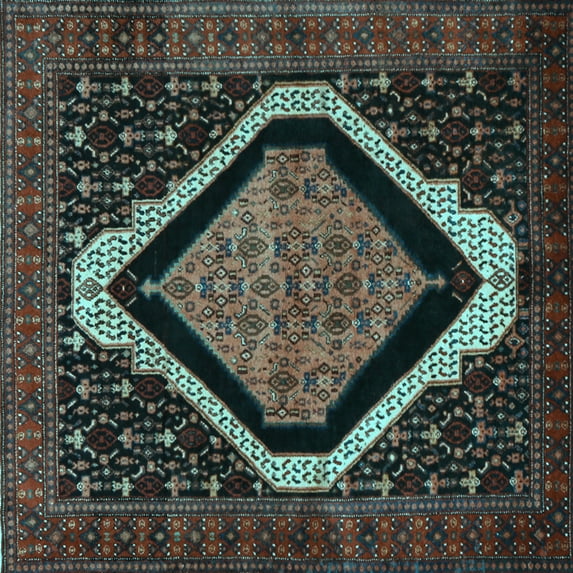 Ahgly Company Indoor Square Persian Light Blue Traditional Area Rugs, 4' Square
