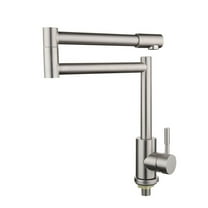 304 Stainless Steel Lead-free Folding Kitchen Faucet Mixer 360 Degree Swivel Single Handle Nickel Kitchen Sink Taps ,Bar Laundry RV Farmhouse