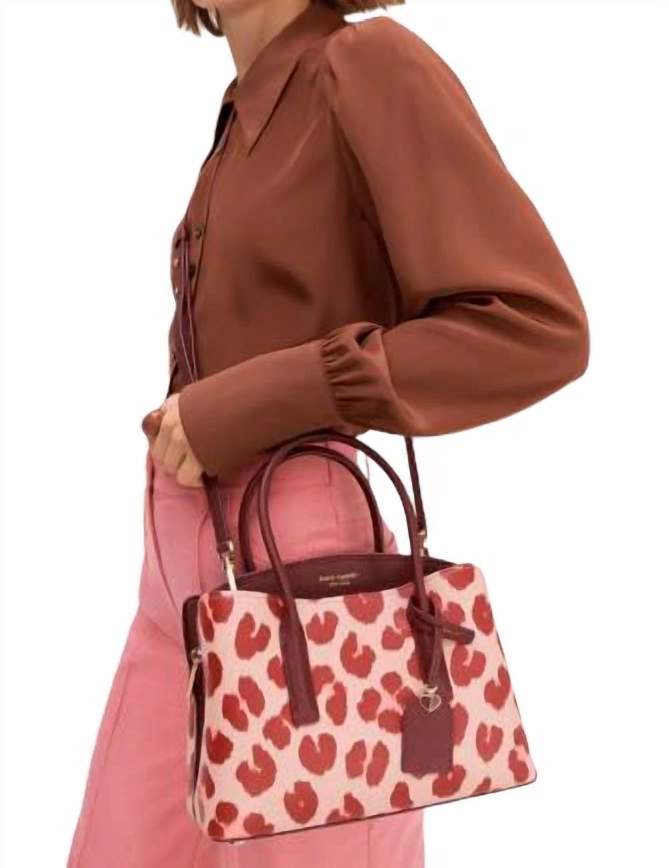 Kate Spade Margaux leopard medium satchel,Pink Multi