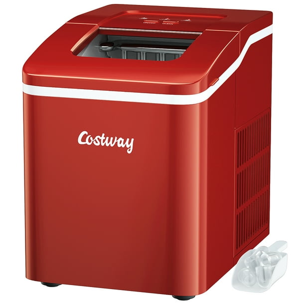 Costway Portable Ice Maker Machine Countertop 26Lbs/24H Self-cleaning w/  Scoop Red - Walmart.com