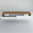 thumbnail image 4 of Poling 63” Melamine Coated Modern Wood Floating TV Stand, Walnut & White, 4 of 5