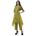 thumbnail image 3 of Moomaya Asymmetric Kurti With Pant Set Women Printed Chanderi Partywear Clothing, 3 of 6