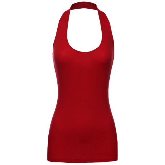 FashionOutfit Women's Basic Fitted Ribber Halter Tank