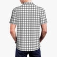 thumbnail image 5 of Vsdgher Gray Checkboard Print Men's Short Sleeve Stretch Polo Shirt, Moisture-Wicking Performance Polo Shirt, 5 of 8