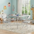 thumbnail image 1 of Kids Table and 4 Chairs Set, Kids Activity Table Set with Backrest, Easy to Wipe PU Leather & Steel Frame, Children's Furniture with Round Corners & Anti Sluip Foot Cap for Homes/Classrooms/Daycares-G, 1 of 9