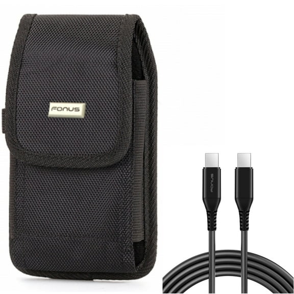 PD Fast Charger Cord 10ft Long USB-C Cable w Swivel Case Belt Clip for Samsung Galaxy A73 5G,A53 5G,A33 5G Phones - Power Wire (Type-C to Type-C) Sync, Holster Rugged Cover Pouch