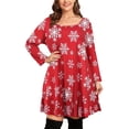 thumbnail image 1 of Bellella Robe de Noël pour Femmes Grande Taille Imprimé Flocon de Neige Robe de Noël Longueur Genou Manches Longues Col Rond Ample Élément B TG, 1 of 3