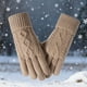 thumbnail image 1 of Guantes de invierno para mujer, de lana tejida, cálidos, de cinco dedos, de terciopelo y gruesos, con pantalla táctil. Imprescindible para el invierno., 1 of 3