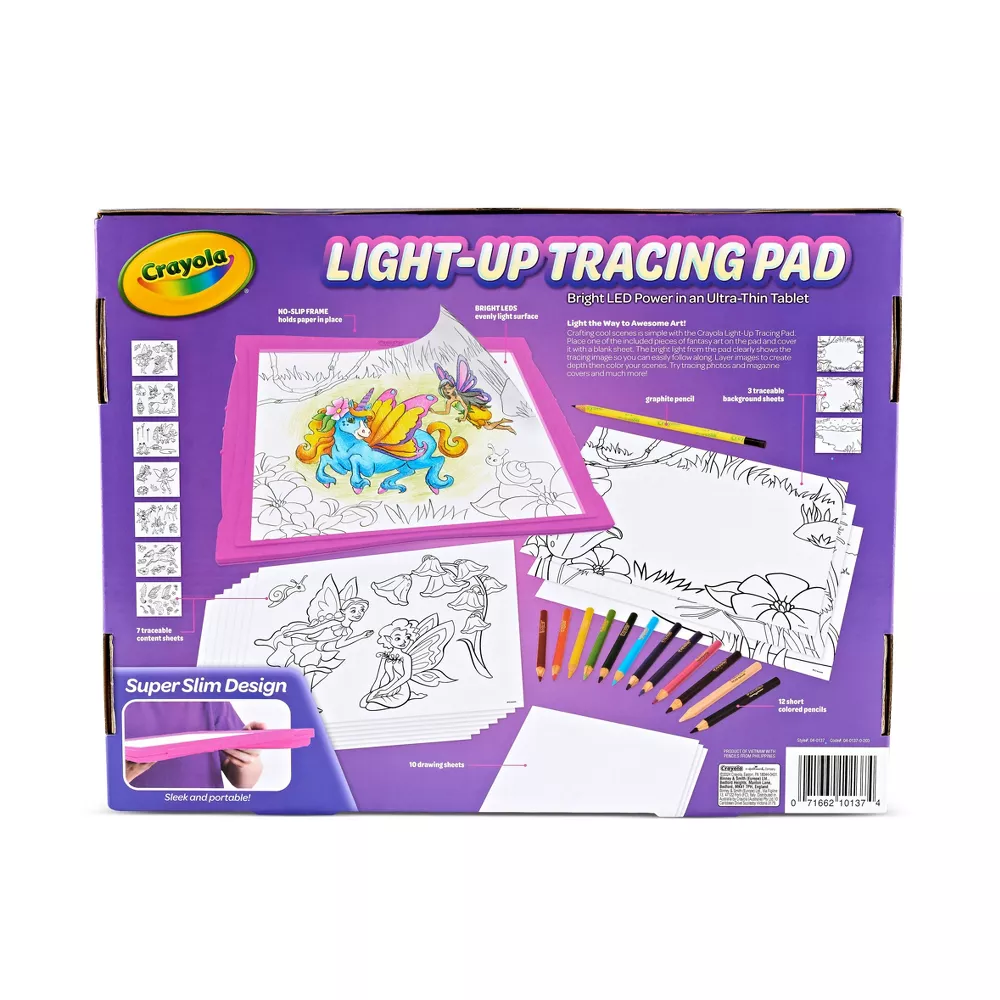 Light Up Tracing Pad Pink: Creative Drawing Kit for Kids, Includes Colored Pencils & Paper, Toys for Ages 6-8
