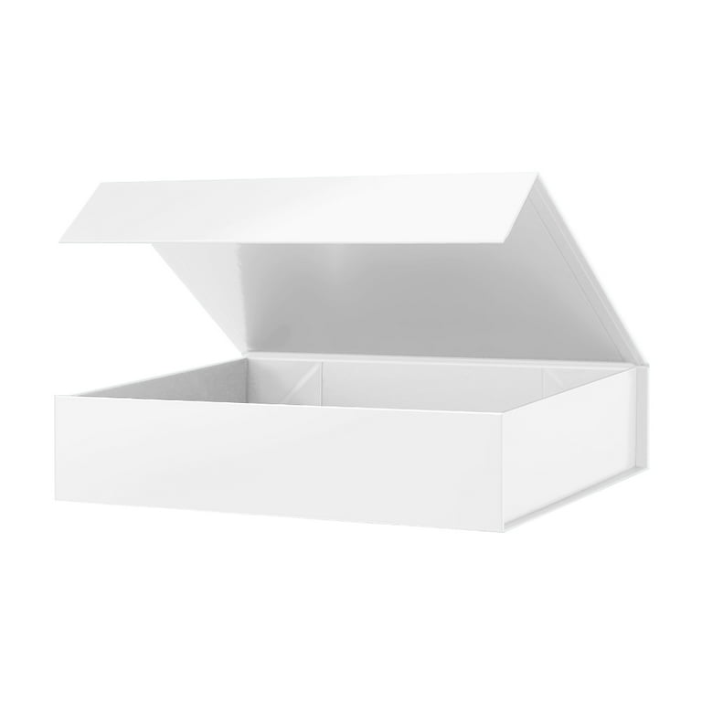 PACKHOME 5 Gift Boxes 13x9.7x3.4 Inches, Large Gift Boxes with Lids, Sturdy  Shirt Boxes with Magnetic Lids for Wrapping Gifts (Glossy Metallic White)