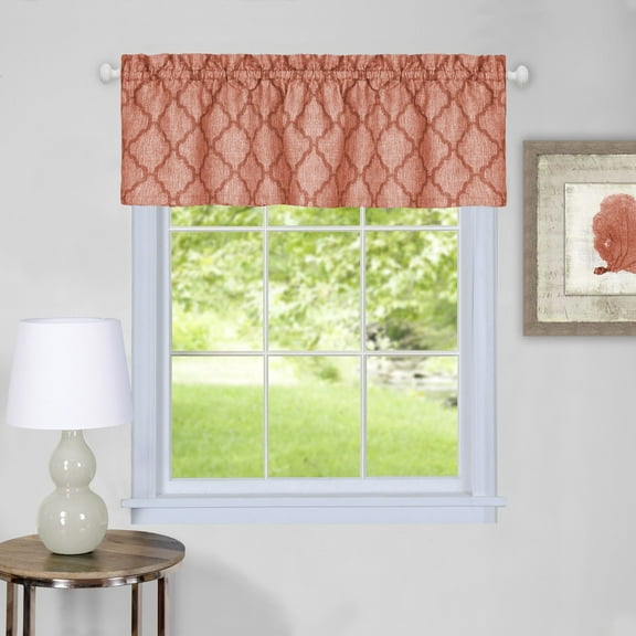 Huxley Window Curtain Tier Pair and Valance Set - 58x24 - Orange