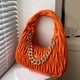 thumbnail image 4 of Bolso Media para Mujer Cadena Plisada Bolso Mano PU para Mujer Bolsos Mano (naranja), 4 of 9