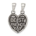 thumbnail image 3 of 925 Sterling Silver Antiqued Mini Best Friends Break Away Heart Shaped Pendant, 3 of 5