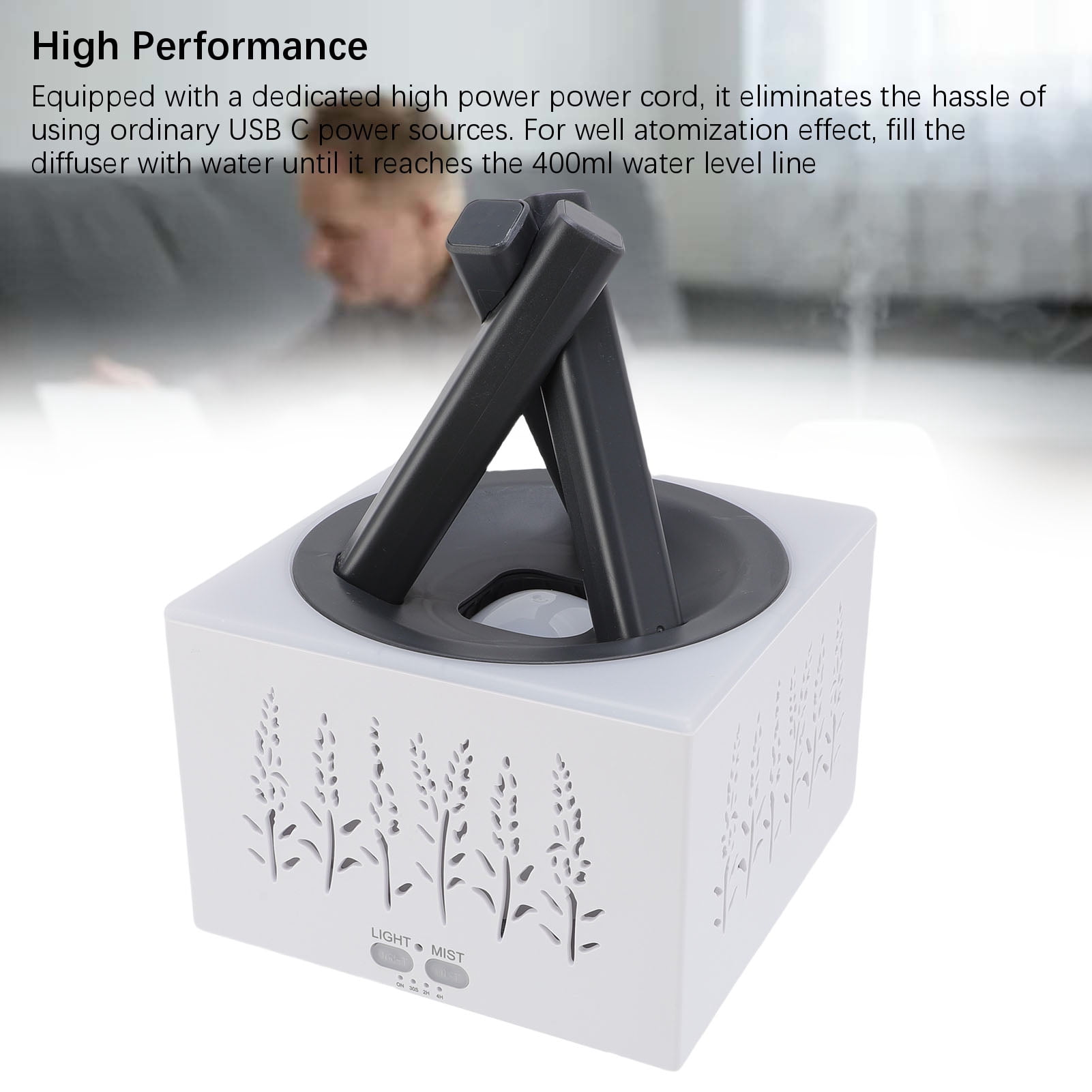 Nieyigj Essential Oil Diffuser with Colorful Light, 400ml Hollow Design Scent Diffuser (8.27 inches / 21 cm), Silent Room Humidifier for Family Home Office