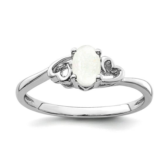 925 Sterling Silver Polished Simulated Opal Ring Size 9 Ring for Women - .16 cwt