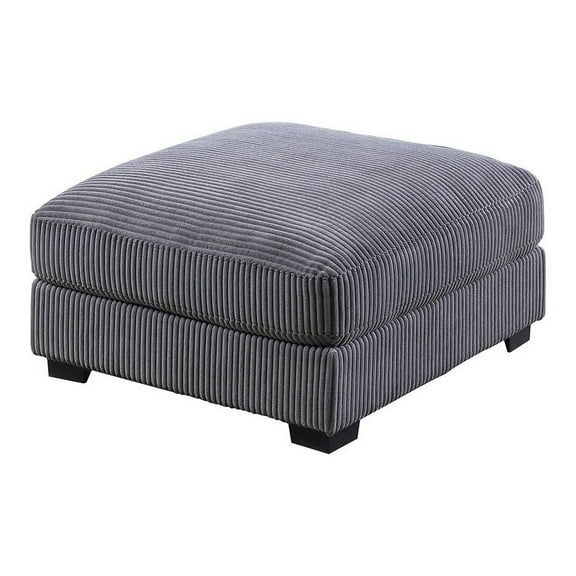 Joana Cocktail Ottoman- Dark Gray Wide Welt Corduroy Fabric- 37 Inch