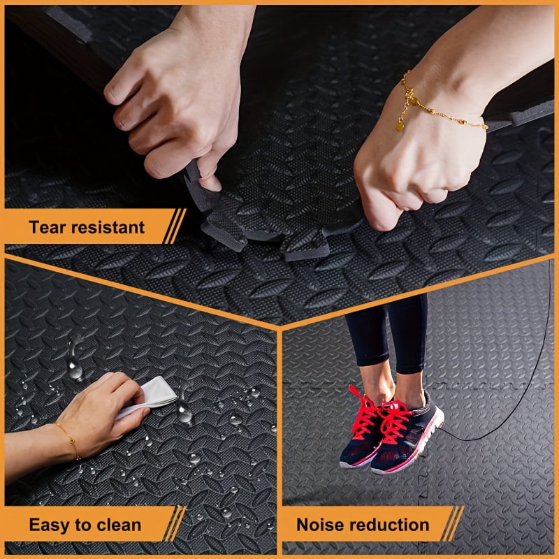 EVA Foam Floor Tiles, 24"x24" Interlocking Exercise Mat, 0.4" Thick, Non-Slip Waterproof Gym Mat for Home Workout, Yoga, Pilates & Equipment Flooring