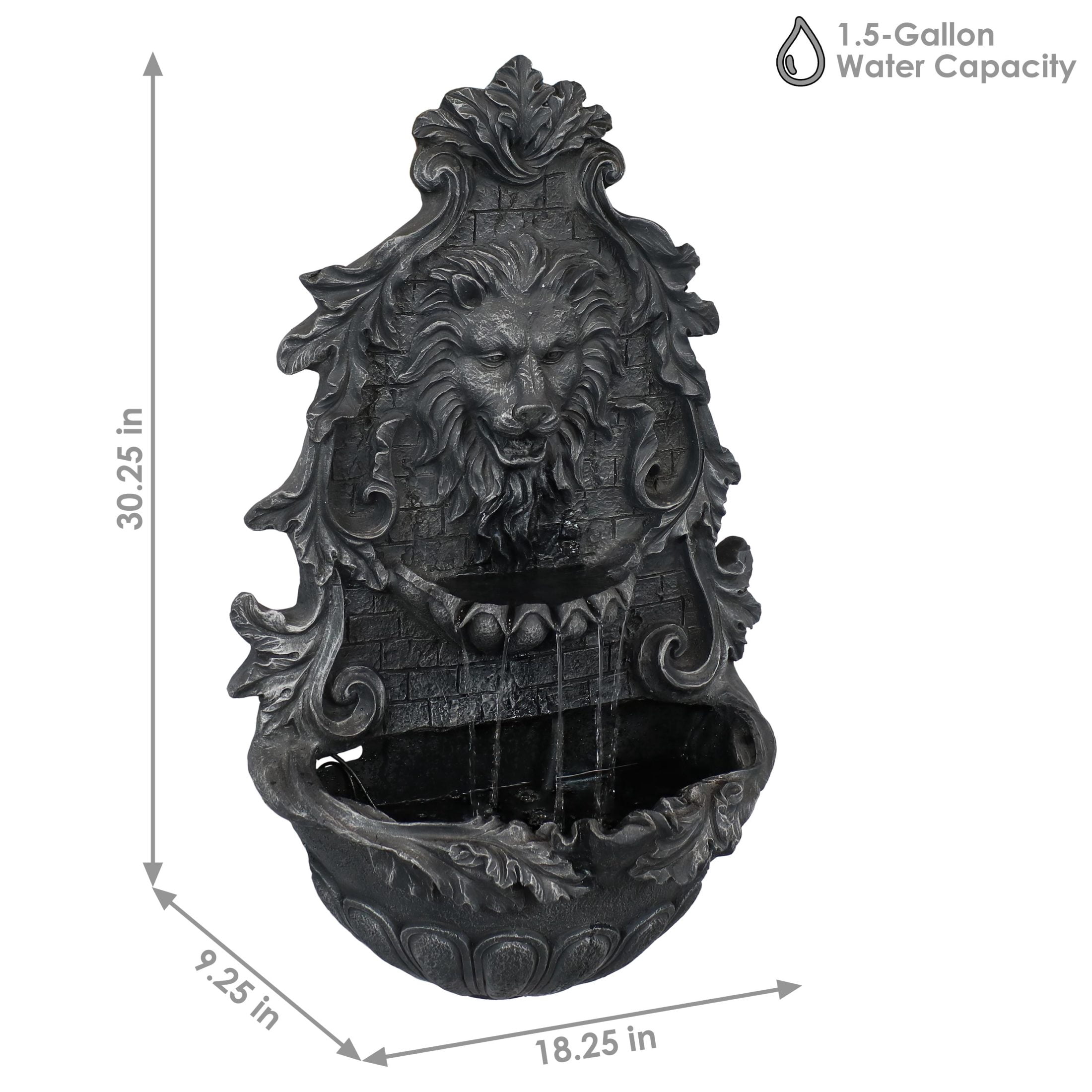Sunnydaze Stoic Courage Polyresin Lion Head Outdoor Wall Fountain