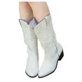 thumbnail image 6 of Guttear Women's Cowboy Mid Calf Boots Cowgirl Western Embroidered Low Heel Boots with Zipper, 6 of 9