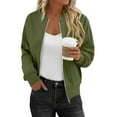 thumbnail image 2 of YYDGH Womens Bomber Jacket Zip Up Casual Lightweight Trendy Outerwear Coat Fall Winter Varsity Jackets with Pockets, 2 of 9