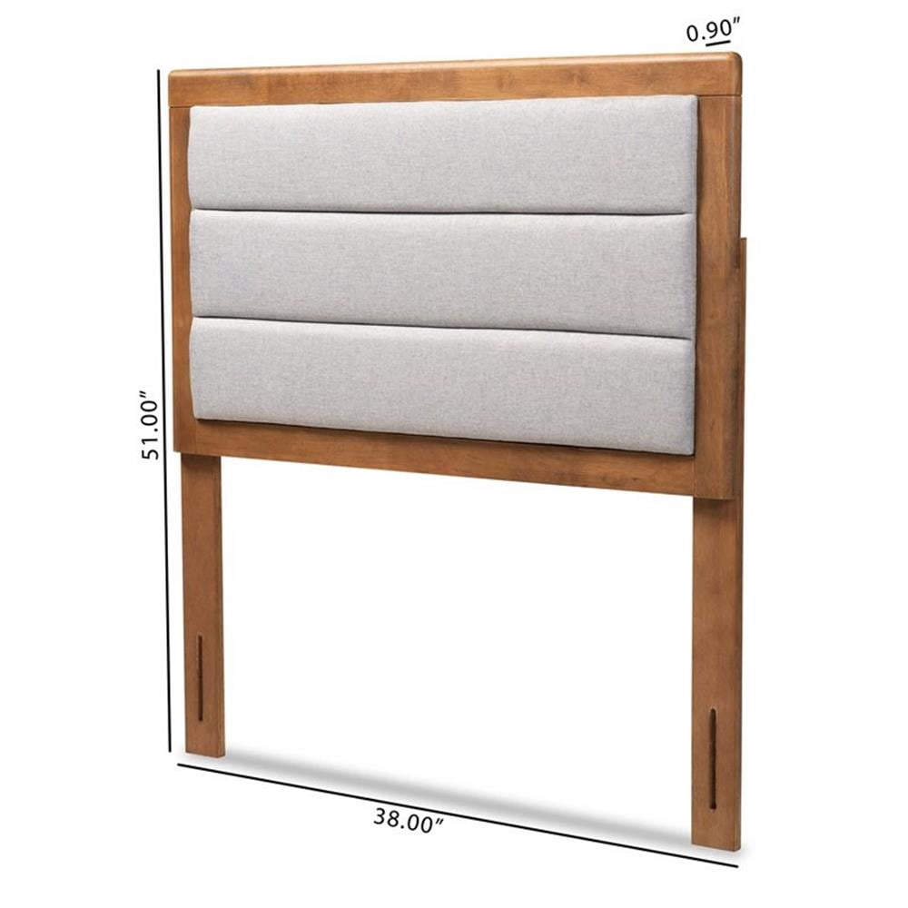 Baxton Studio Dexter Modern and Contemporary Light Grey Fabric  and Walnut Brown Finished  Twin Size Headboard,Wholesale