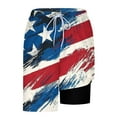 thumbnail image 6 of LEKWK Plus size Mens Swim Shorts 2 In 1 With Compression Liner Swim Shorts Patriotic Flag Print Graphic Swimming Trunks Athletic Vacation Wear, 6 of 6