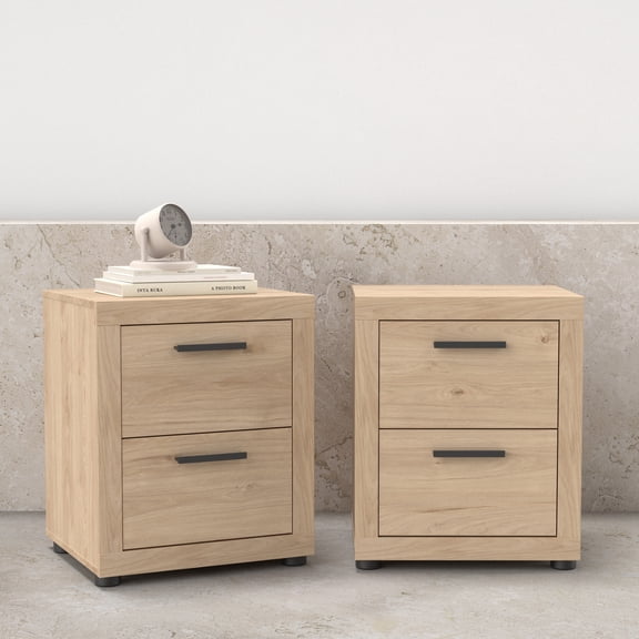 Tvilum Mira 2 Drawer Nightstand - Set of 2, Jackson Hickory