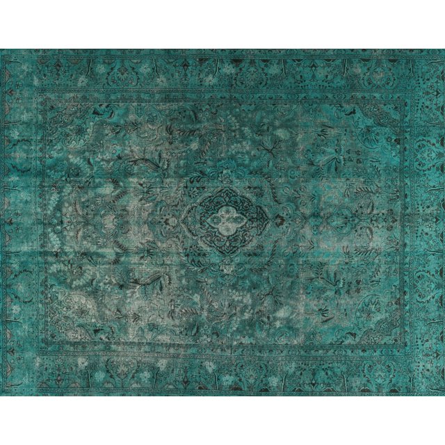Ahgly Company Machine Washable Indoor Rectangle Traditional Aquamarine Stone Green Area Rugs, 4' x 6'