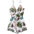 thumbnail image 1 of Women's Leopard Print Wrap Spaghetti Strap Romper Cami Jumpsuit, 1 of 5