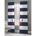 thumbnail image 3 of Nautical Anchor Sheer Curtains 96 inches Long 2 Panels Set Navy Blue and White Striped Tiers Sheers Rod Pocket Small Window Short Curtains for Kitchen Cafe, Each 52" W x 96" L, 3 of 7