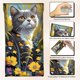 thumbnail image 3 of 2 fundas de cuero para gafas de sol, portátiles, delgadas, con diseño de gato y flor, con parte superior suave, para viajes, impermeables, con paño de limpieza, regalo, 3 of 9