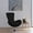 Black Fabric, variant on Merrick Lane High-Back Egg Style Lounge Chair in Gray Faux Leather Upholstery With 360° Swivel Chrome Base