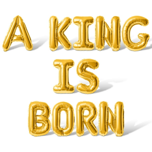 Letter Balloons - A KING IS BORN 16" Inch Alphabet Letters Foil Mylar Balloon Christmas Party Banner (Gold)