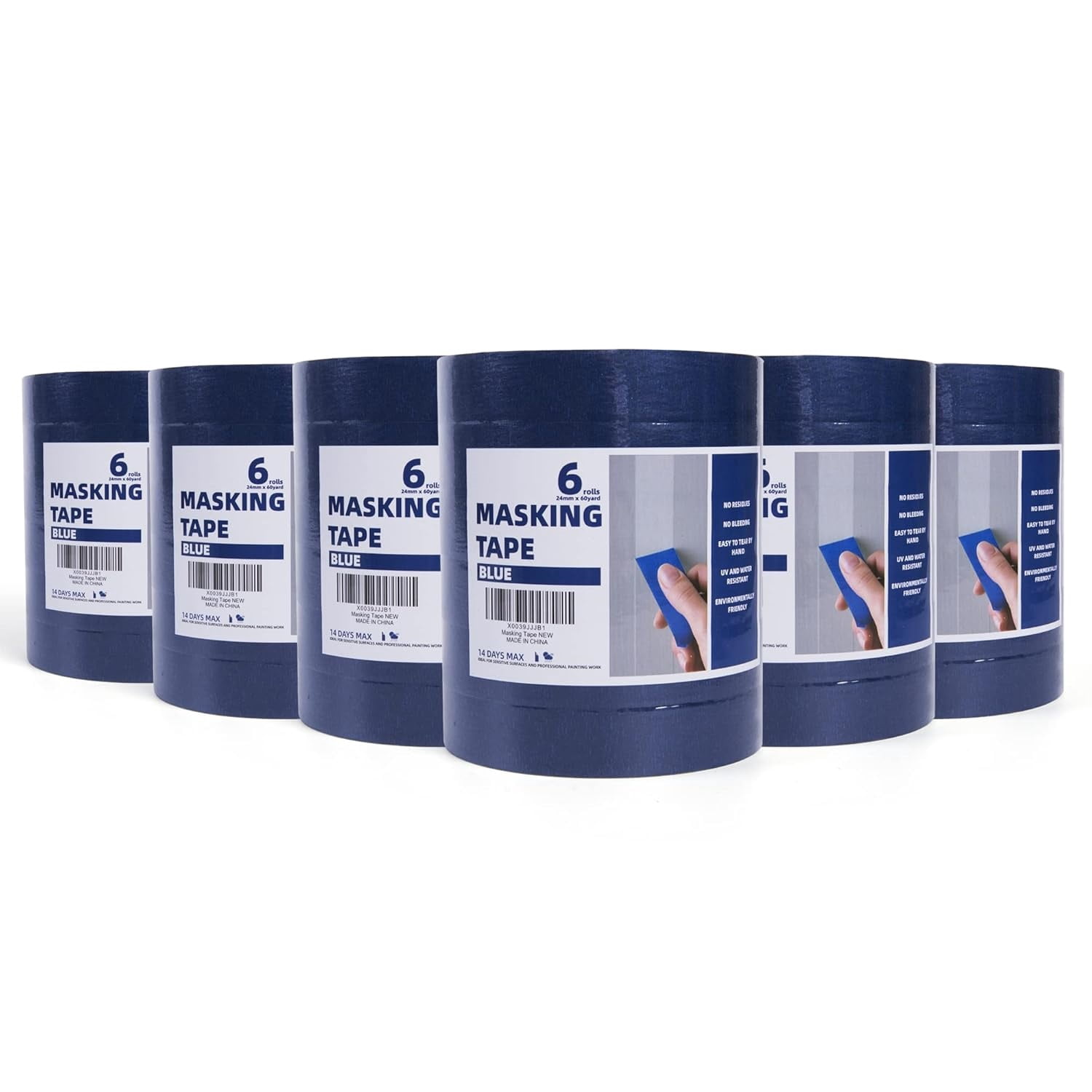 Multi-Surface Painter's Tape, UV Anti Residue Free Blue Tape, Wall Painting Masking Tape with Sharp Lines for Indoor Outdoor Painting, 0.94 inch x 60 Yard, 36 Rolls