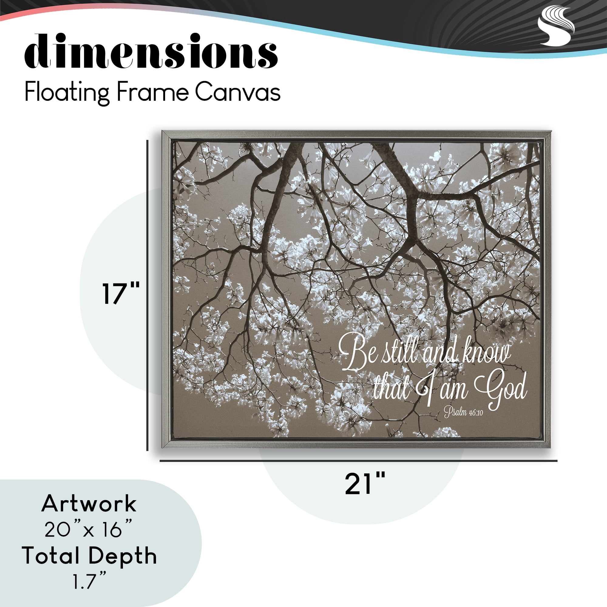Stupell Industries Be Still Apple Blossoms Gray Framed Floater Canvas Wall Art, design by Gail Peck