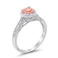 thumbnail image 3 of Halo Promise Round Ring Morganite CZ 925 Sterling Silver Size 6, 3 of 3