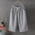 thumbnail image 2 of yillto Women's Plus Size Capri Pants Elastic Waist Wide Leg Shorts Trendy Casual Loose Shorts with Pockets, 2 of 4