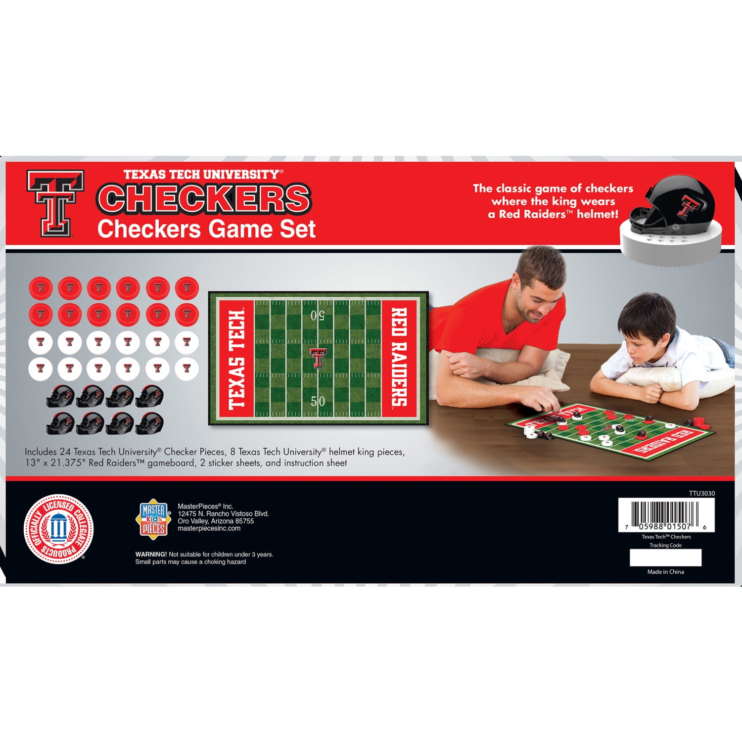 MasterPieces Officially licensed NCAA Texas Tech Red Raiders Checkers Board Game for Families and Kids ages 6 and Up