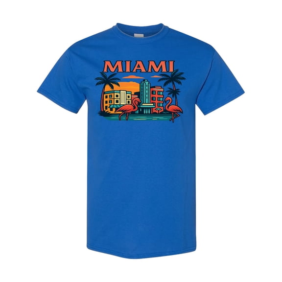 Inktastic Miami Vintage Flamingo Sunset Art T-Shirt