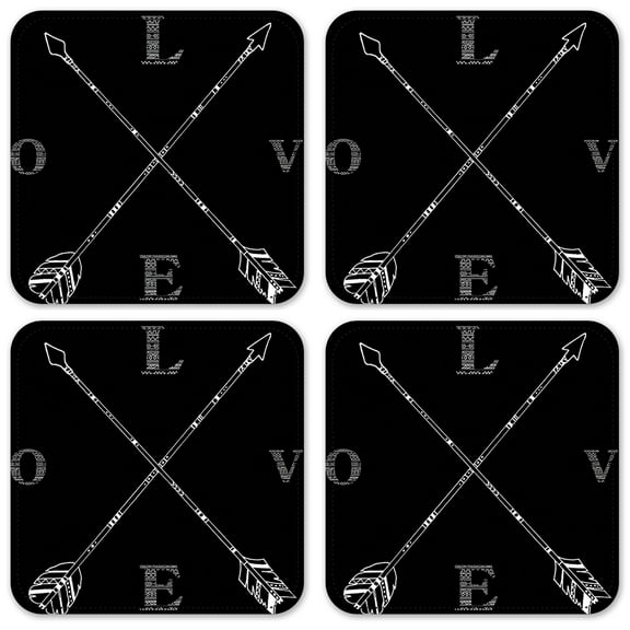 Vinyl Drink Coasters - Set of 4 - Love Arrows