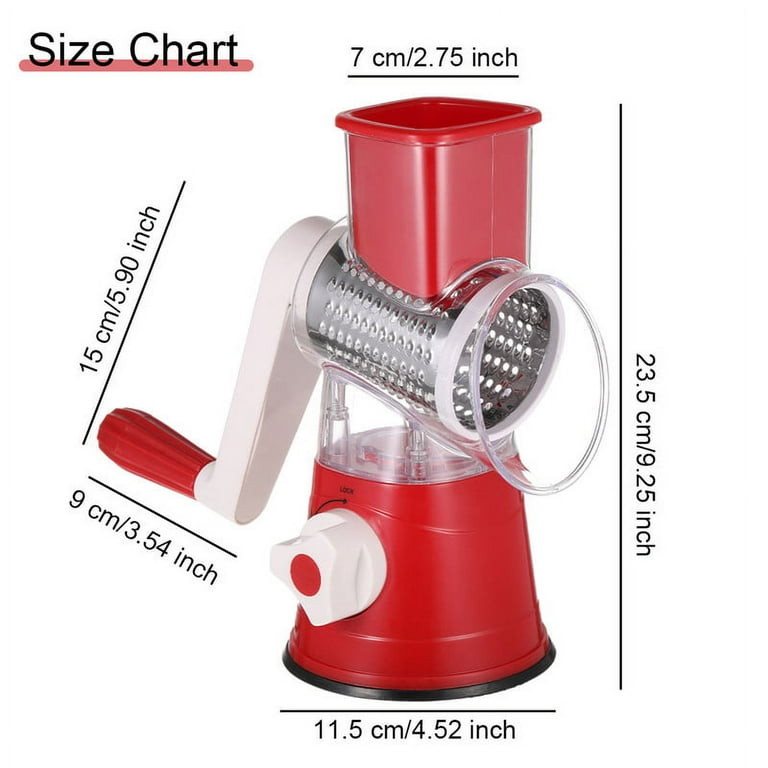 Food Shredder, Multi‐Functional Hand Crank Cutter Vegetable Cutter Cheese Grater Nut Grinder Food Processors with 5 Stainless Steel Blade for
