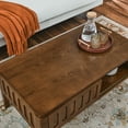 thumbnail image 4 of Mid Century Modern Fluted Coffee Table with Storage Sliding Door & Solid Wood Leg, Vintage Farmhouse Wood Center Table for Living Room Apartment Office, Accent Table, TV Stand, 4 of 9
