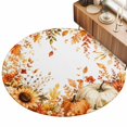 thumbnail image 2 of Round Rugs 5Ft, Fall Thanksgiving Round Area Rug Washable Indoor Throw Carpet, Eucalyptus Leaves Floral Botanical Soft Non Slip Circle Rug for Cabinet Bathroom Home Decor Aesthetic, 2 of 8
