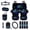 Black and Blue - Mushroom, variant on DISNIMO 15 Pcs Car Seat Cover Full Sets for Women and Men, Wolf Printed Front and Rear Bench Seat Protector with Steering Wheel Cover Seat Belt Pads Coaster Keychain, Universal Fits Car Accessories