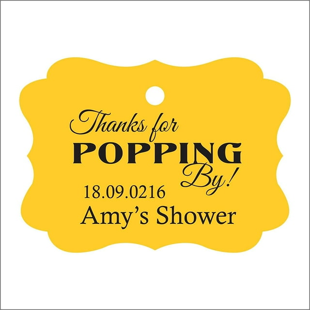 100 PCS Personalized Baby Shower Favors Tags Custom Quote Thank You For Popping By Baby Shower Gift Hang Tags