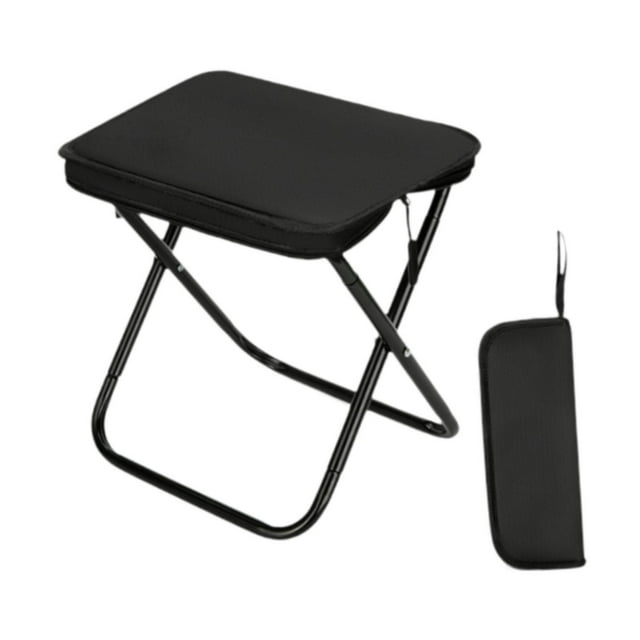 koolsoo Folding Stool Seat Simple x Shaped Frame for BBQ Cooking Sports Events Beach Black